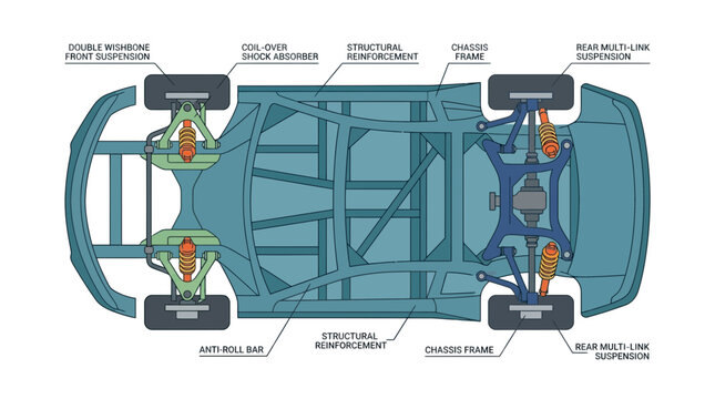 Car Chassis and Suspension System Diagram
