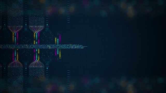 Artificial Intelligence neural network processing big data with binary code motion graphics seamless loop