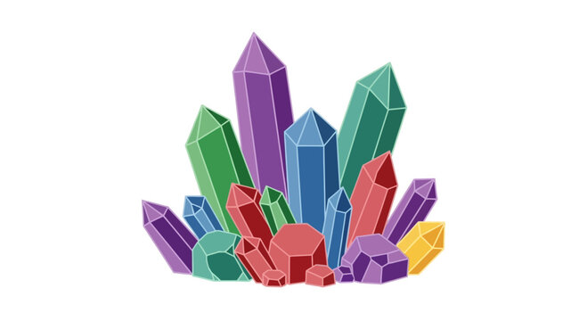 Colorful Crystal Cluster Illustration