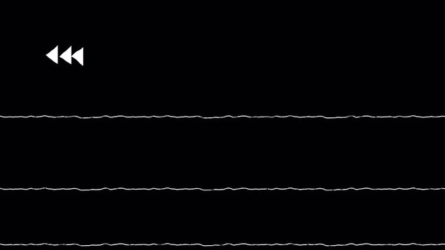 Rewind glitch screen. VHS tape rewind with Distorted Signal Glitch on a transparent background. 4k video