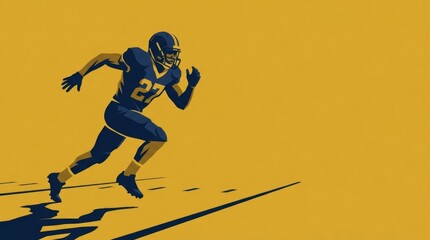 Fototapeta premium Dynamic Football Player Sprinting on Yellow Background in Action Pose
