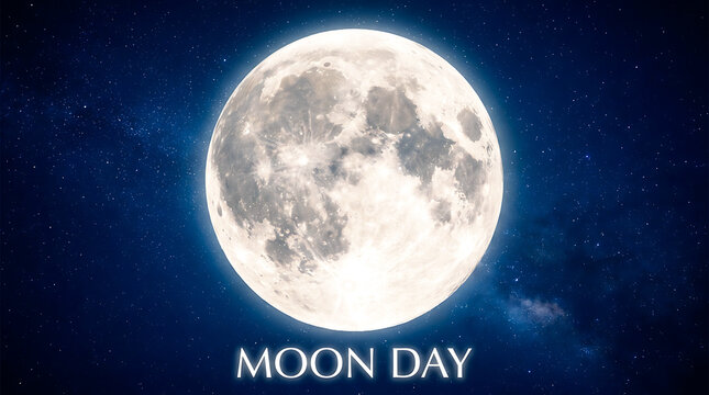 Full moon day celebration background with bright night sky and stars