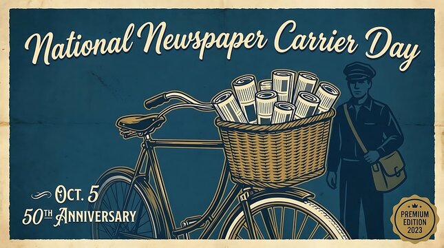 National newspaper carrier day 50th anniversary vintage poster