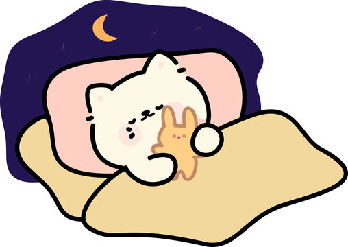 Sleeping Cat with Night Cap