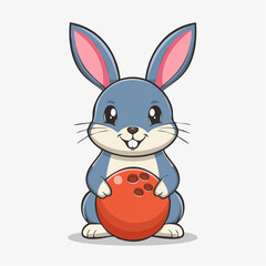Fototapeta premium Cute cartoon rabbit holding a bowling ball