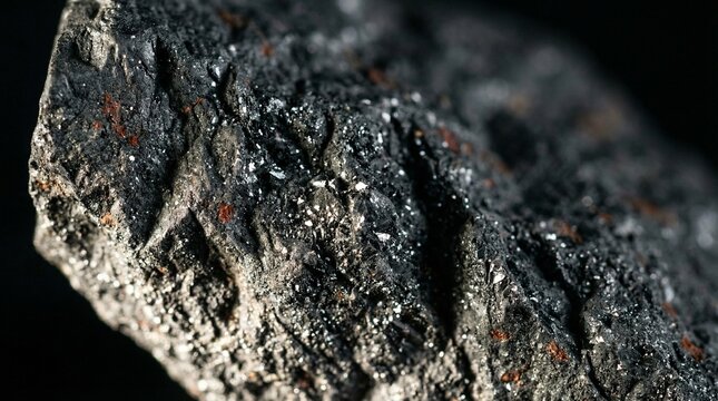 Dark Rough Mineral Texture with Shiny Metallic Grains
