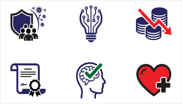Minimal vector icon of shield protecting people from virus particles, healthcare