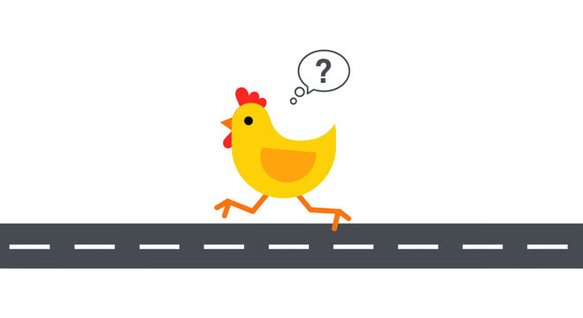 Confused Chicken Running on Road