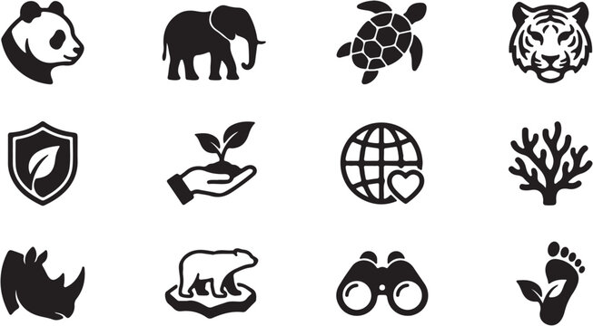 Eco Friendly Conservation Icons Set.