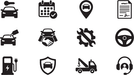 Fototapeta premium Collection of automotive and transportation icons.