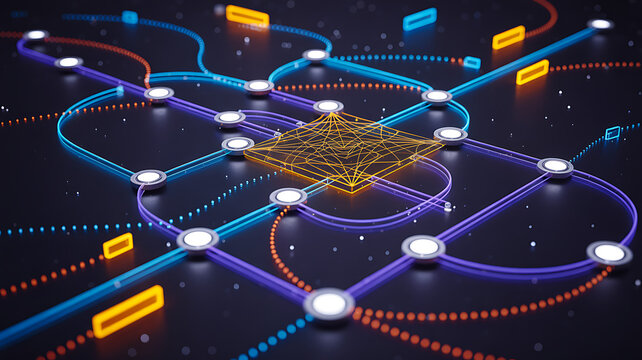 Quantum computing network concept with advanced processor and digital connectivity