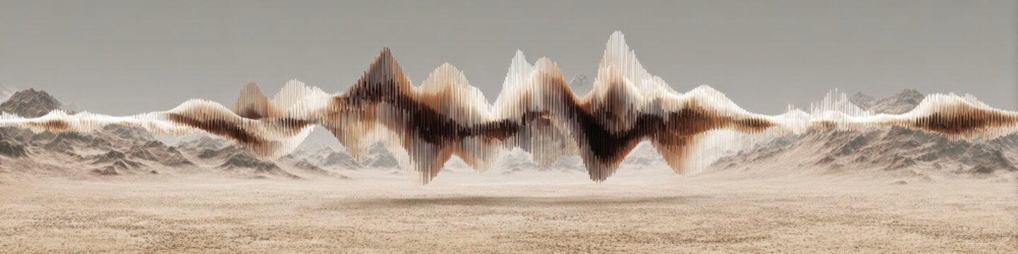 Abstract Sound Wave Form Over Desert Landscape