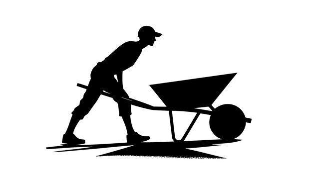 worker with wheelbarrow