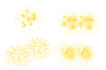 Obraz premium Yellow fireworks explosion collection as PNG element