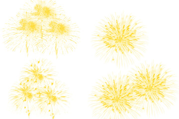 Obraz premium Set of yellow hand drawn firework sparkle as isolated PNG