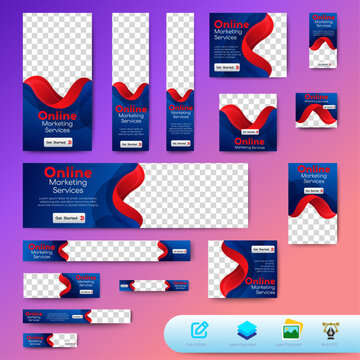 Online Marketing Banner template design with image space. vector