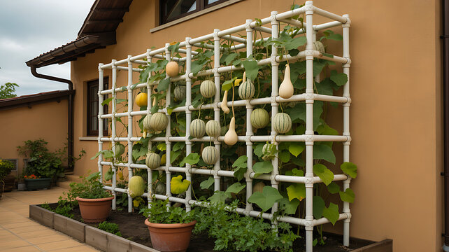 Vertical hydroponic garden system with growing vegetables at home