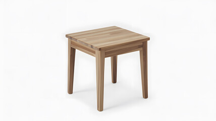Fototapeta premium A small wooden table with a simple design on a white background