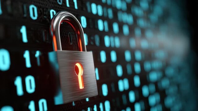 Padlock security data network digital lock cyber protection encryption access for secure digital privacy safety online systems and firewall defense against hack threats