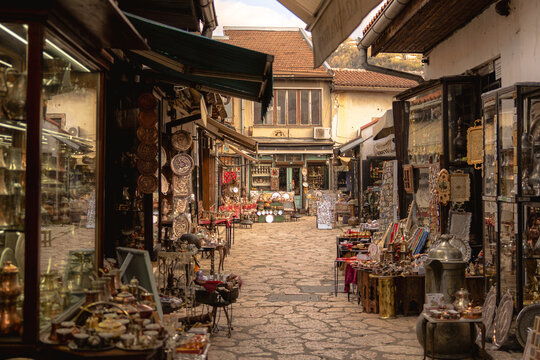 street in the old town of sarajevo bosnia