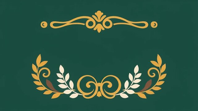 Elegant vintage ornamental swirl borders on dark green background decorative golden floral and scroll patterns