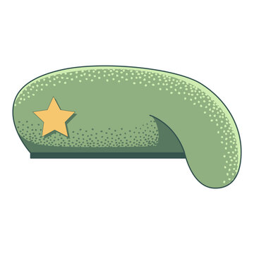 Green Military Beret with Yellow Star Illustration