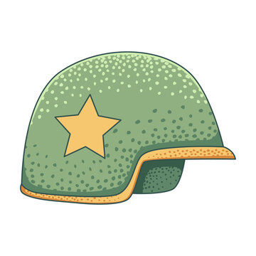 Green Military Combat Helmet with Star