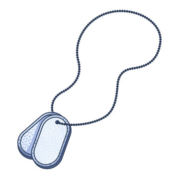 Military Dog Tags on Beaded Chain Illustration