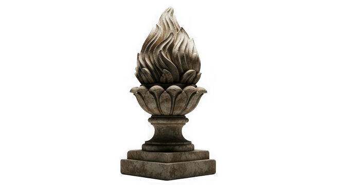 A bronze finial with a flame design