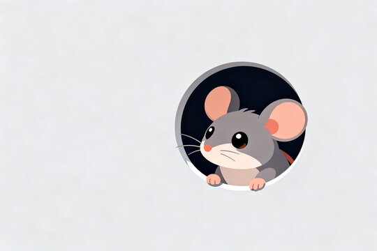 Cartoon mouse peeking through hole
