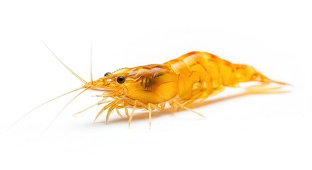 Obraz premium Orange shrimp isolated on white background, studio shot of a small crustacean.