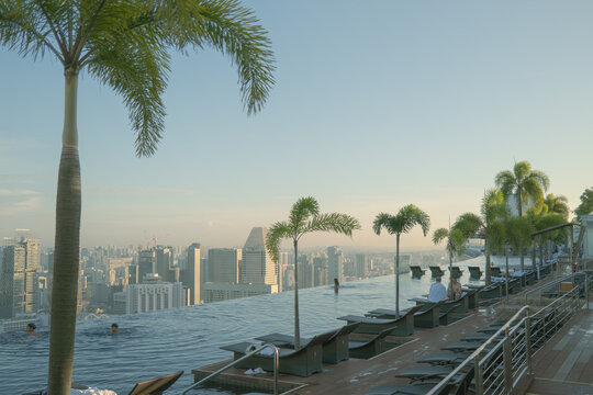 The view from the rooftop swimming pool in Singapore