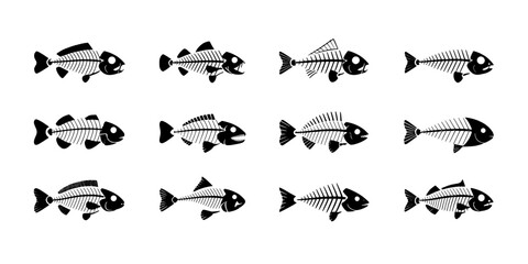 Fototapeta premium Fish school pattern with black and white stripes, hand drawn style icons for ocean wildlife and marine food illustrations