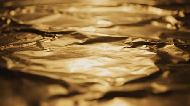 Abstract golden metallic wrinkled texture background.
