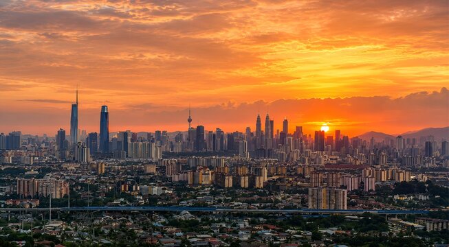 Kuala Lumpur sunset View from Ampang Puncak Alop