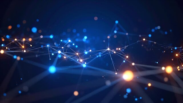 Futuristic Glowing Network Connections on Dark Background