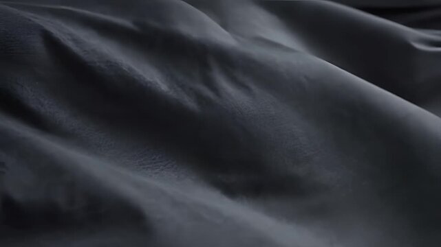 Closeup of Dark Blue Fabric with Soft Folds and Shadows.