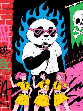 Neon Panda Mic Drop: Graffiti, Girls, and Flaming Urban Beats