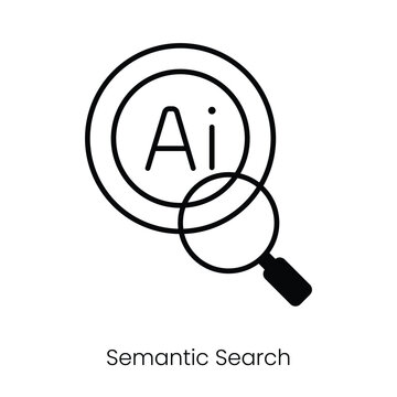 Semantic Search Icon - Intelligent Content Search. Semantic search icon for meaning-based search, contextual results, and intelligent information retrieval. Great for search engines.