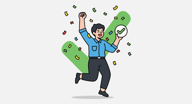 Man Holding Money and Cheering.