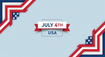 Naklejka premium Celebrate Independence Day with patriotic USA flag elements and July 4th text