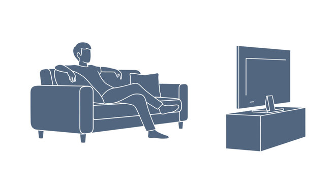 Man sitting on a couch watching TV.