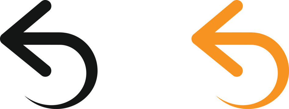 Modern left arrow icon in black and orange gradient