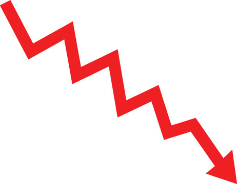 Red downward zigzag arrow vector illustration