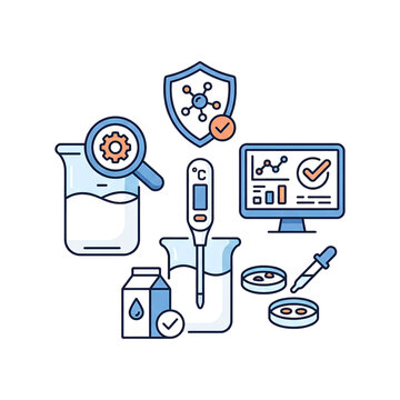 World Milk Day celebration with dairy products and quality check icons in flat design illustration