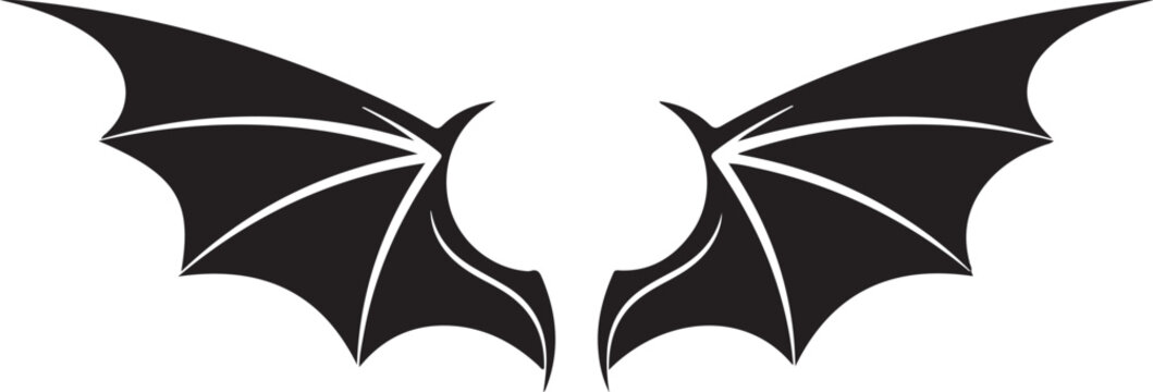 Black bat wings, Halloween vector icon, spooky symbol, dark creature wings