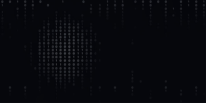 Ultra sparse faint binary code digits on black background with transparent style and large copyspace for overlay and minimal tech design use