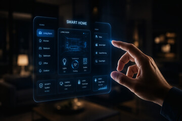 Obraz premium Futuristic holographic smart home interface concept