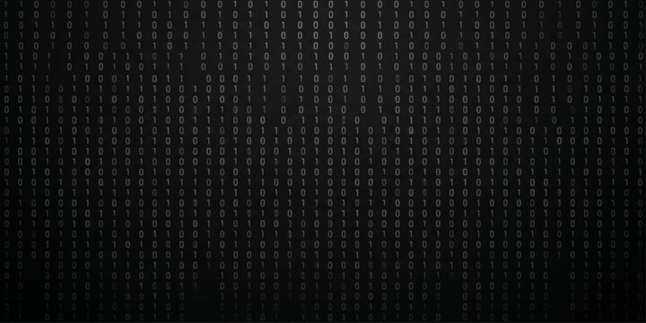 Dark charcoal gray binary code dense falling matrix rain on deep dark background for monochrome tech and corporate presentation design