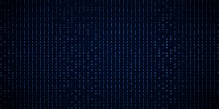 Dark navy blue binary code standard density vertical falling columns for professional corporate technology finance and branding design use